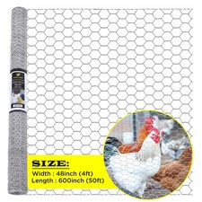 48in x 50FT x 1" Roll Galvanized Metal Hexagonal Chicken Wire Mesh Poultry Net