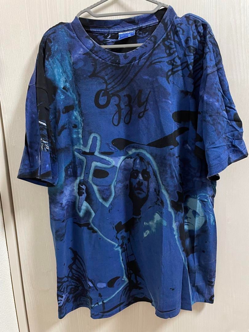 Ozzy Osbourne 90s Vintage XL T-Shirt Blue Black Graphic All Over