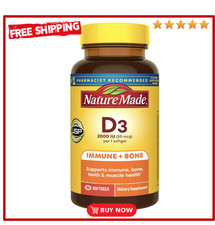 Nature Made Vitamin D3 2000 IU 50 mcg , 90 Vitamin D Supplement Softgels Health