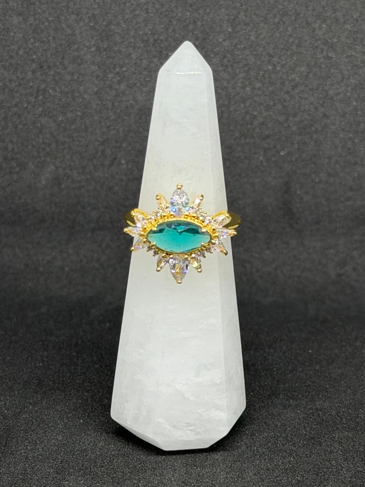 Bomb Party Ring Sz 9 "The Jewel of Cairo" Topaz on Gold Plating image 4