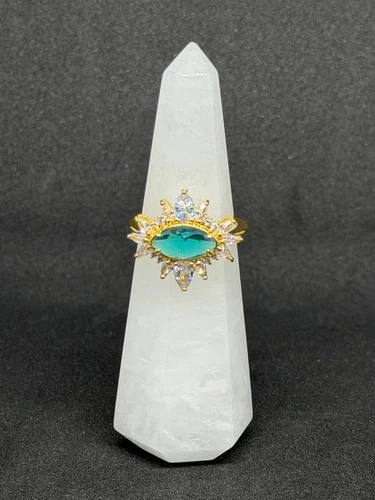 Bomb Party Ring Sz 9 "The Jewel of Cairo" Topaz on Gold Plating image 4