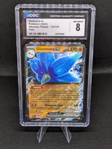 Pokemon Glimmora ex 123/197 SV03: Obsidian Flames Holo CGC 8