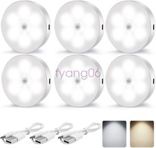 pack of 6 USB Rechargeable Motion Sensor Night Light for Cabinet Wardrobe Stairs