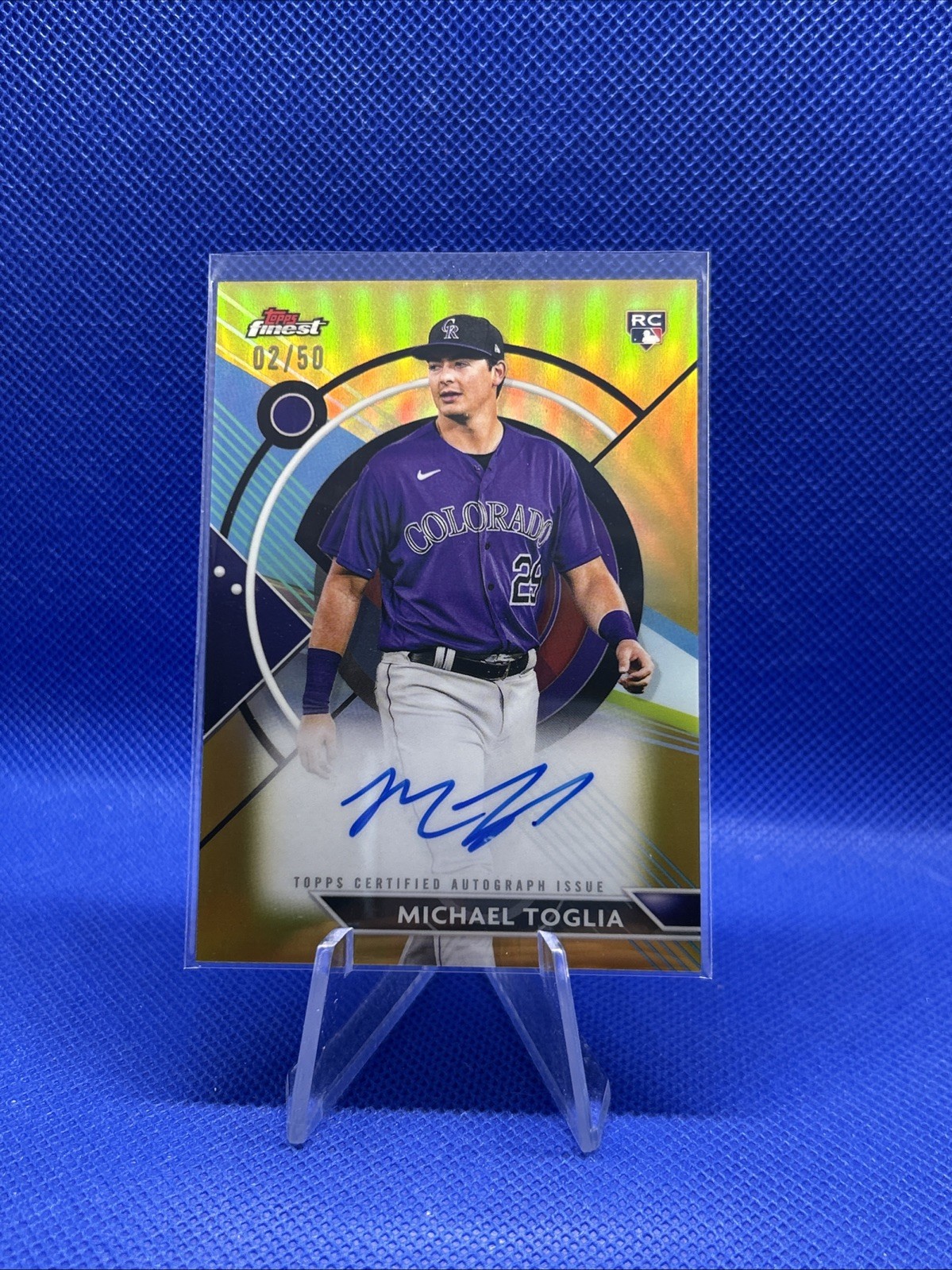 2023 Topps Finest Gold Refractor Michael Toglia Rockies RC Rookie AUTO /50