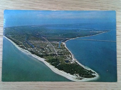 1968 Sanibel Island Florida Aerial View Postcard Causeway Bridge O'Brien