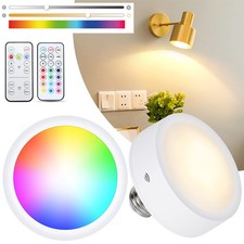 Battery Light Bulbs Remote Wireless Dimmable Closet Puck Light E26/E27 Screw UK
