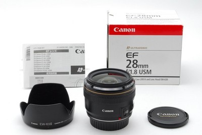 [MINT w/Box Hood] Canon EF 28mm f1.8 USM Wide Angle Prime Lens from JAPAN