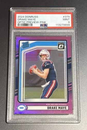 2024 Panini Donruss - Rated Rookie Drake Maye #379 Optic Preview Pink PSA 9