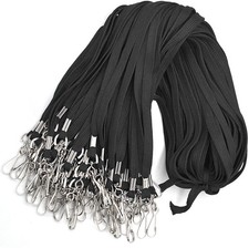 Black Lanyard 32" Flat Lanyards with Swivel Hook Attachment Black
