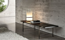Minotti Superquadra Coffee Table / Console - Sahara Marble Top & Dark Polisander