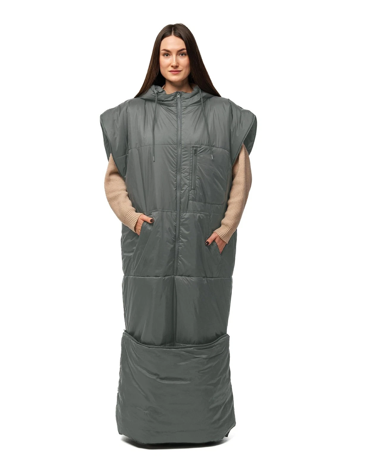 Adult Wearable Sleeping Bag with Hoodie, Sleeveless Design Adjustable Drawstr...
Opens in a new wind