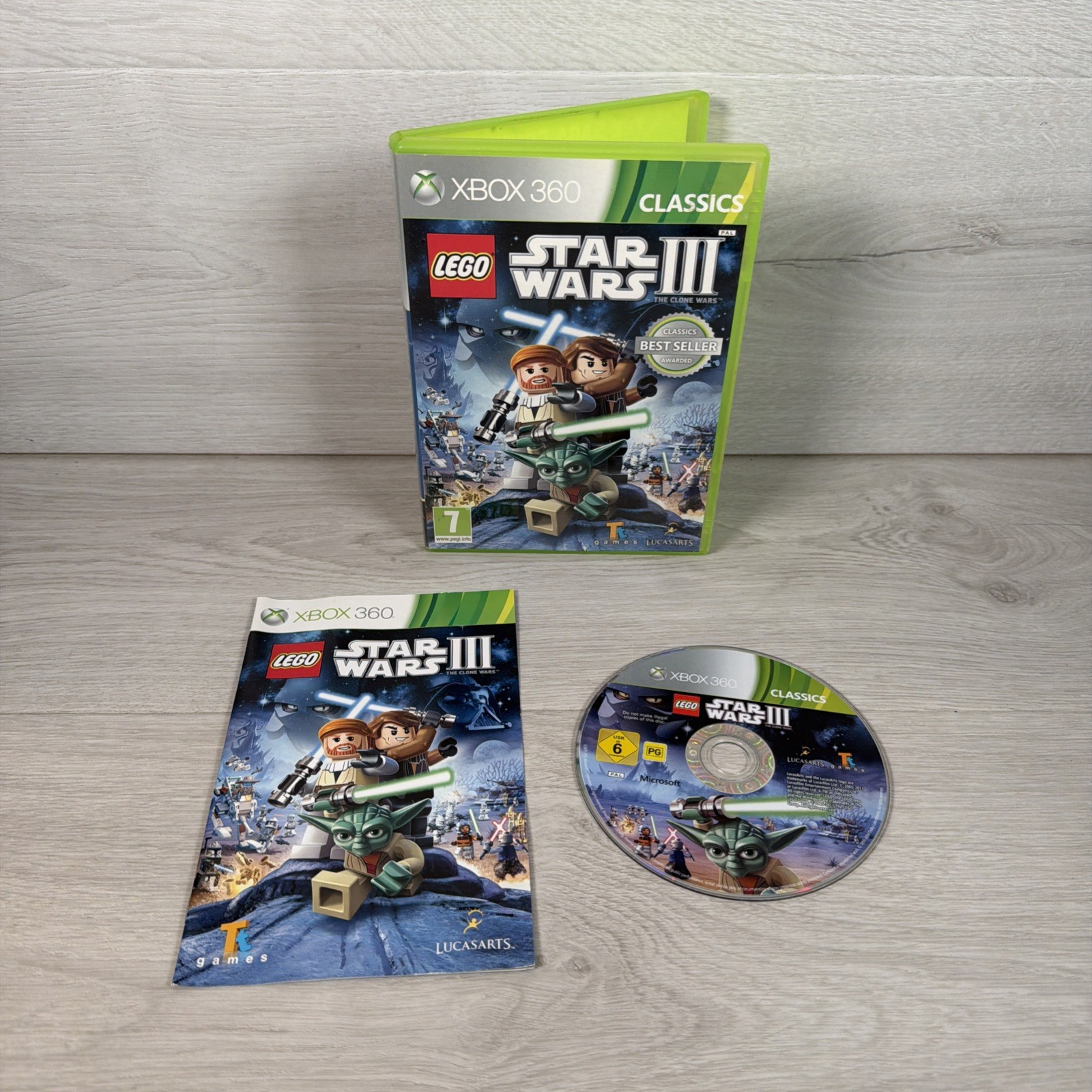 LEGO Star Wars III: The Clone Wars Classics (Xbox 360) - VGC - Mint Disc