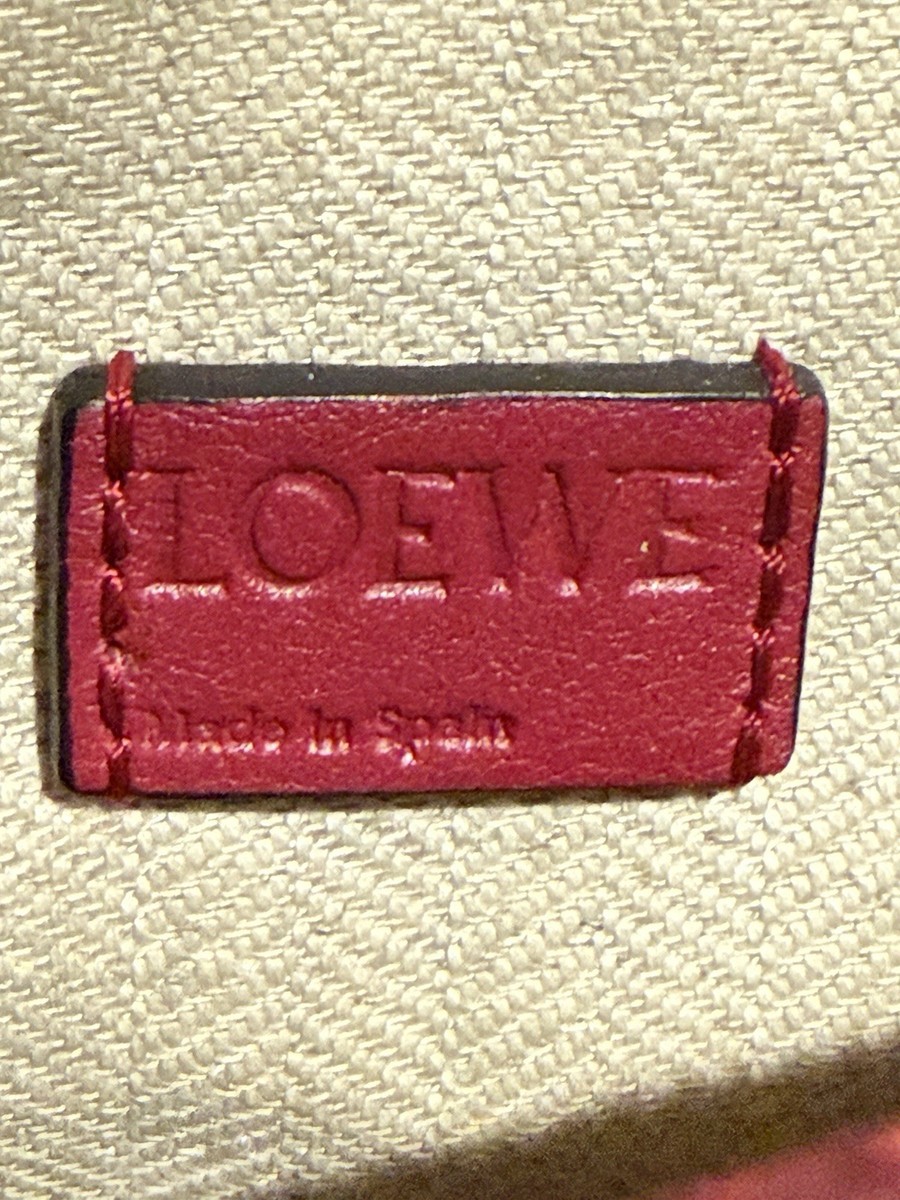 Authentic Loewe Mini Puzzle Bag Red Calfskin Top Handle Crossbody