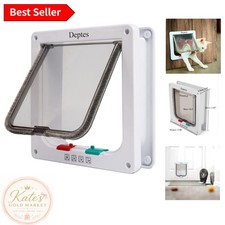 4-Way Lock Medium Cat Flap Door - Magnetic, Transparent  Easy to Install