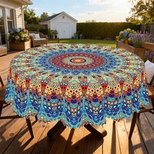 1 Piece of Bohemian-Themed Printed Tablecloth, Colorful Bohemian Pattern Design,