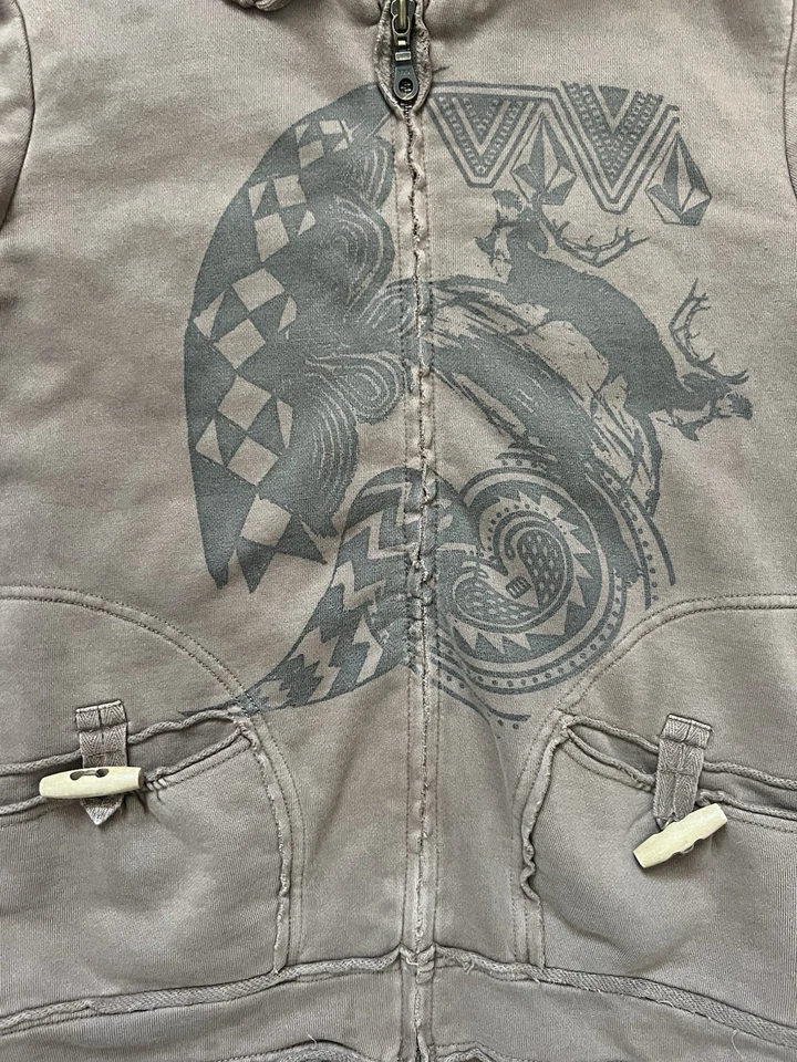 VOLCOM Women’s Y2K LOGO HOODIE FAUX FUR Lining Sweatshirt Full Zip Long Sleeve S - Image 3 of 4