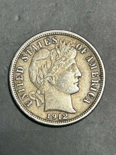 1912 Barber Dime EXTRA FINE/ALMOST UNCIRCULATED Beautiful Original!