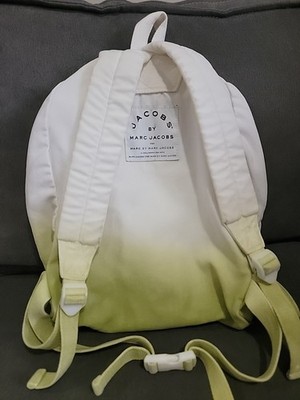 RARE! Marc by Marc Jacobs White/Green Heavy CANVAS ZIP Biker Hiker BAG BACKPACK