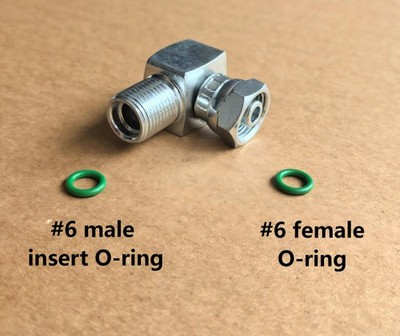 Male Insert O-ring #6 to Female O-ring #6 A/C Adapter 90 Degree