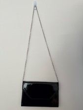 Halogen Women's Pattent Leather Clutch/Crossbody Bag Color Black - Pre-owned