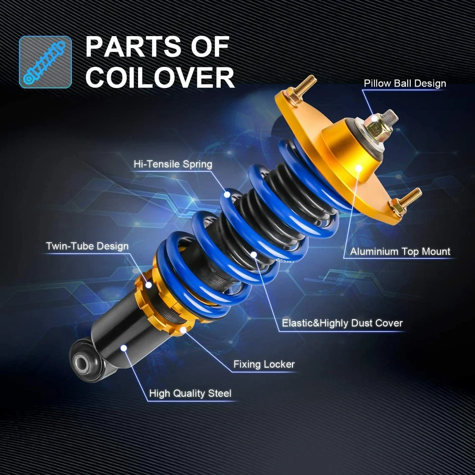 4PCS Adjustable Height Full Coilovers For 1990-05 Miata 1996-98 Mazda NA NB MX5 - Image 3 of 4