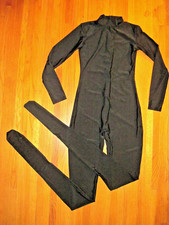 Plus Size Shiny Black Long Sleeve T Neck Footed Unitard Size 2XL-16-18 New