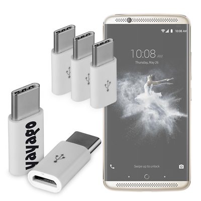 3er Set USB 3.1 Typ-C auf Micro USB Adapter weiß für ZTE Axon 7 Type C Stecker