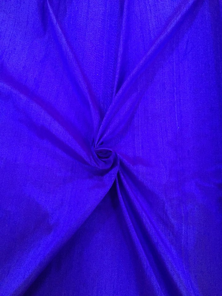 Blue - Handloom Dupion Silk Natural Dyed Plain Fabric 06