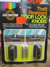 Vintage Cal Custom Theft Resistant Door Lock Knobs GM Ford Mopar 2225 NOS