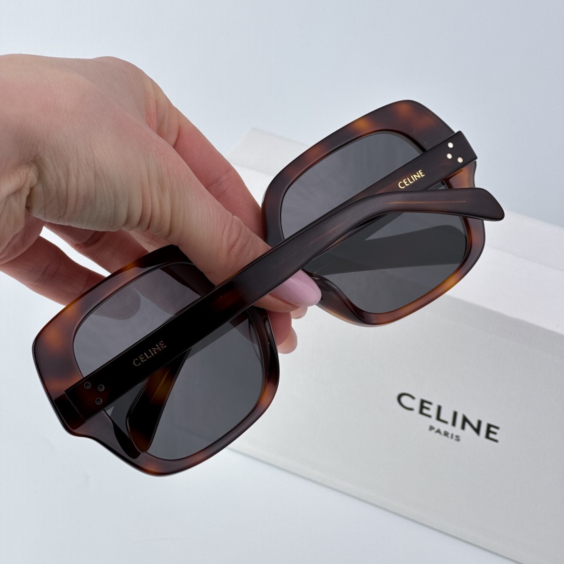 Celine Women Sunglasses Shiny Havana Smoke Grey Geometric  display picture 2