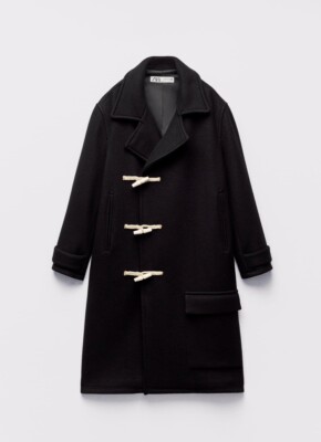 ZARA / ダッフルコート/M/ウール/BLK/3057/783/800 ZARA WOOL BLEND COAT WITH TOGGLES LIMITED EDITION BLACK FW24 M REF