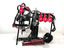 Driving Harness Shetland Quick Hitch In Top Quality Leather Red/Black