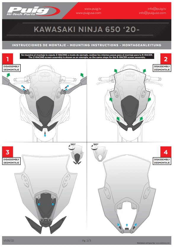 Puig R-Racer Screen Windshield Dark Smoke Kawasaki Ninja 650 2020 - 2024 - Image 4 of 4