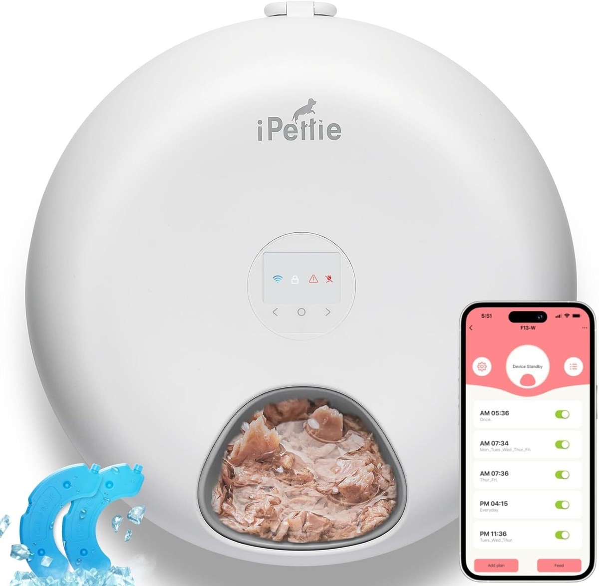 iPettie Donuts Frost WiFi Meal Automatic Cat Food Dispenser with
