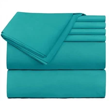 Teal Queen Bed Linen Set 6 Piece Ultra Soft Extra Deep Pocket Sheets