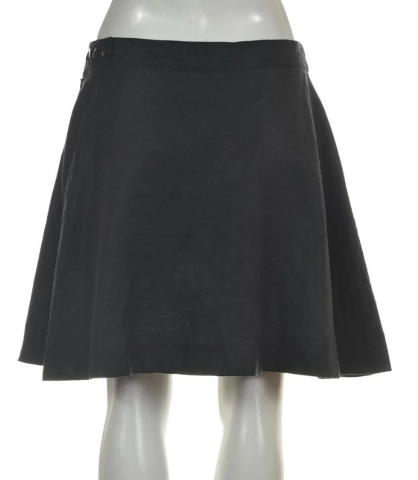 Falda Lux para mujer talla 6 negra lisa línea A por encima de la rodilla lino Foto 2 de 4