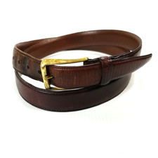 Men's Lands End Loafer Brown Leather Belt Brass Buckle Size 42 105cm Made in USA