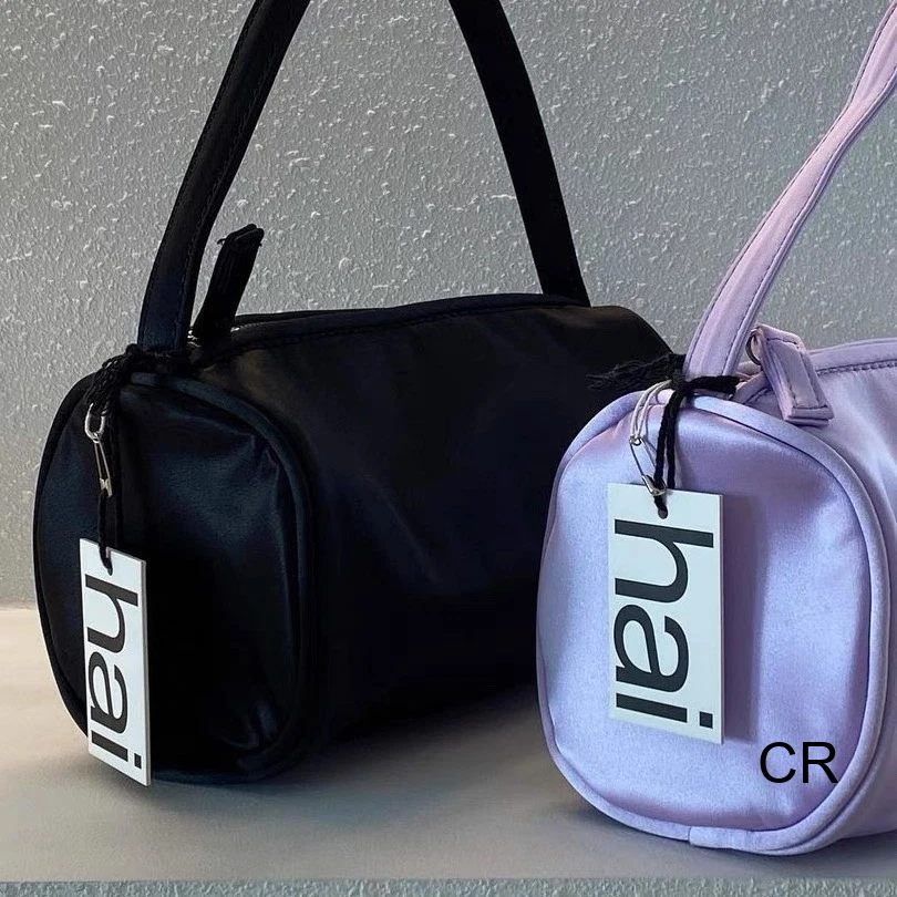 Hai British Vintage Cylinder Bag Handbag Female Silk Satin Solid Color Bag - Image 3 of 4