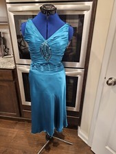 Vintage Eden Sequin Sleeveless Cocktail Turquoise Blue Dress Small Medium