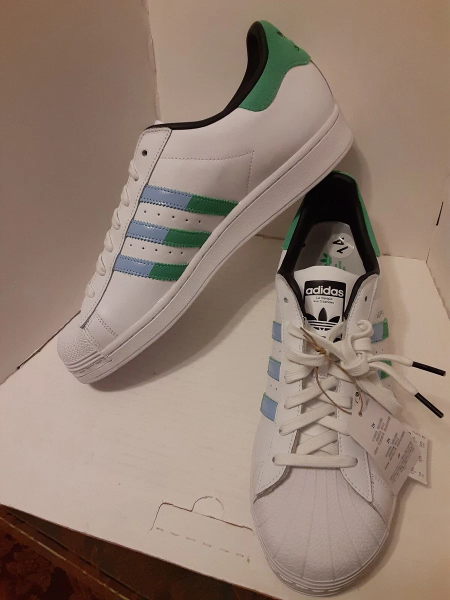 Adidas Originals SUPERSTAR Cloud White/Semi Screaming Green/Blue Dawn  HQ2168 New | eBay