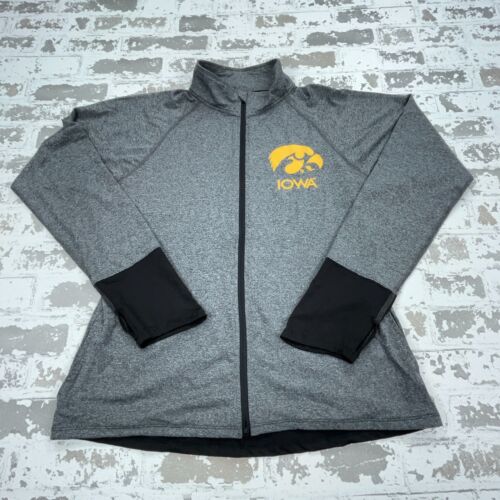 Iowa Hawkeyes Jacket Women XL Gray Black Full Zip Performance Running Ladies