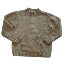 Vintage Old Navy Kids Beige 1/4 Zip Knit Sweater, Size 5T