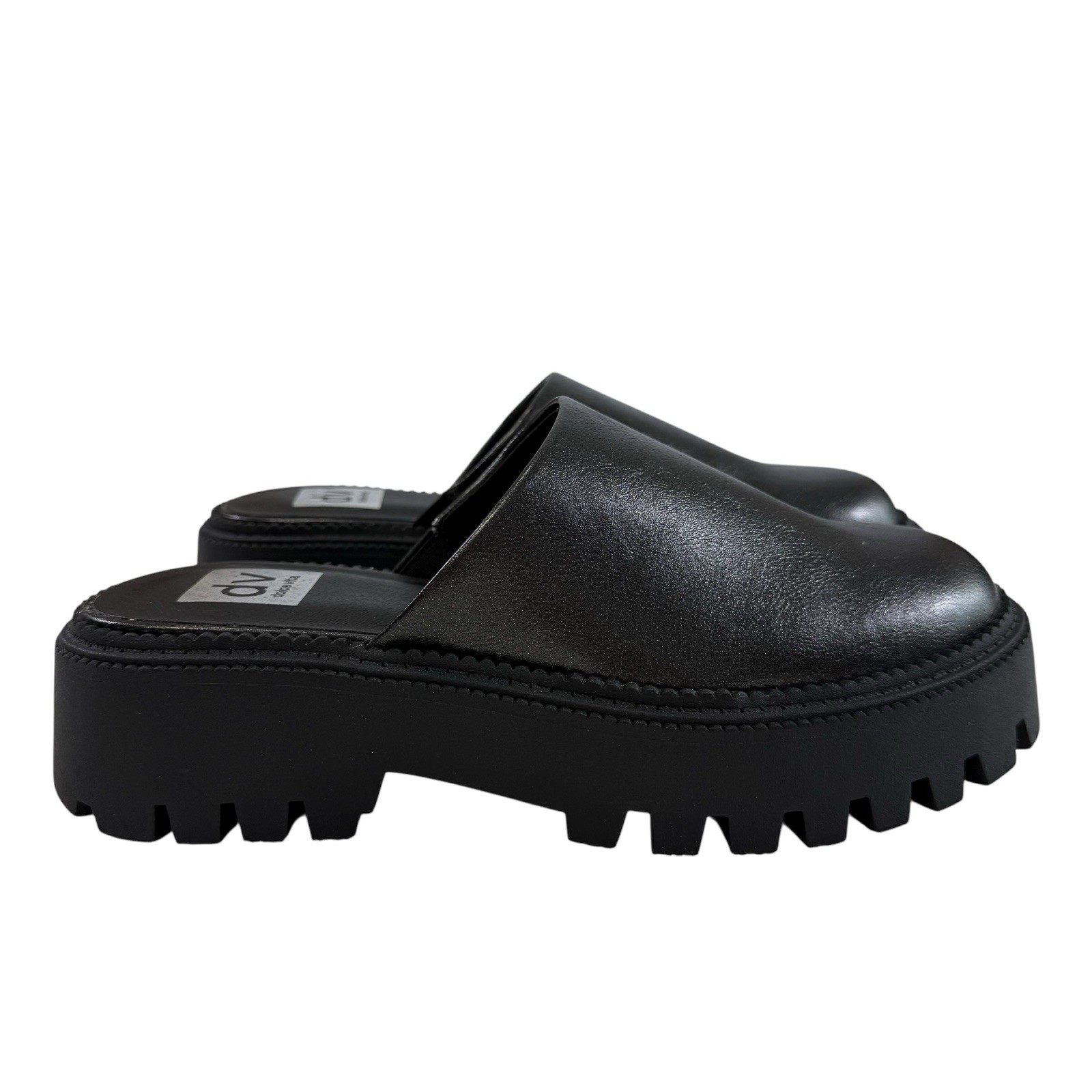 SAOLA Zoccoli DV by Dolce Vita Lexy Lug Sole Mule Nero Lucido Donna Taglia 7M