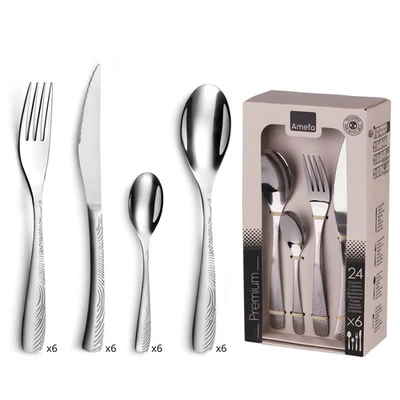 Besteckst EMPREINTE, elegantes Tafelbesteck für 6 Personen, geprägtes Muster,... - Bild 1 von 4