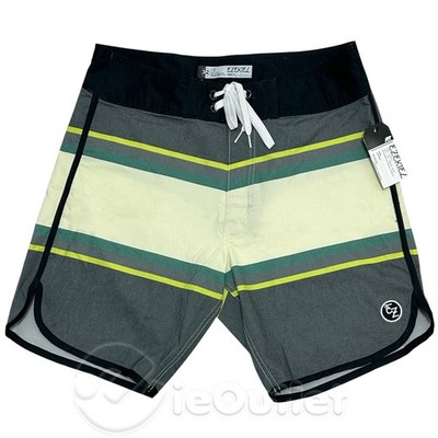 EZEKIEL Men's 8'' Hybrid Board Shorts Swim Trunks NWT - Gray Green Yellow Stripe