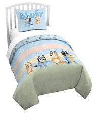 Duvet Cover Set   2 Piece Comforter Cover and Sham Set, Twin Multi - Bluey