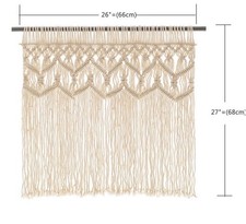 NEW Macrame Curtain Window Treatment Wall Hanging Backdrop Boho 26"X27" Cotton
