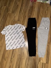 Champion Youth Set Boy's Large Sweatpants Joggers T-shirt Graphic Tee Cotton