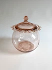 Anchor Hocking LACE EDGE OLD COLONY PINK DEPRESSION GLASS BISCUIT JAR