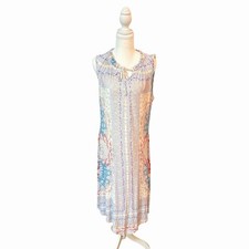 One World Live and Let Live Boho Midi Dress Womens Large Paisley Sleeveless